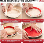 Tart Pan Kit,9 Inch Tart Pans with Removable Bottom,Non-stick Fluted Quiche Pan with Silicone Crust Shaper,Pie Weights,Brush,Sponges,Quiche Baking Dish Tart Molds For Baking Fruit Tarts,Pies & Quiches