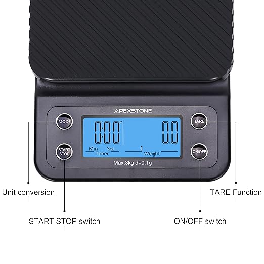 Apexstone Coffee Scale with Timer, Espresso Scale with Timer, Espresso Coffee Scale with Timer for Pour Over Coffee (Batteries Included)