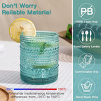 JOVGANK Mint Green Vintage Hobnail Drinking Glasses Set of 6, Embossed Water Tumbler 12oz, Kitchen & Bar Beaded Glass Cups, Beverage Glass Cups for Water, Beer, Juice, Housewarming, Mother's Day Gift