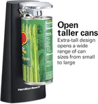 Hamilton Beach Extra-Tall Electric Automatic Can Opener with Easy-Clean Detachable Cutting Lever, Cord Storage, Knife Sharpener, Black (76702)