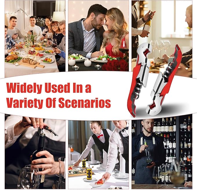 12 Pieces wine key wine opener Professional Waiter Corkscrews Stainless bottle opener Fold Serrated Foil Cutter Key for Family, Company Party,Bars,Restaurants(red)