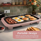 COOK WITH COLOR Electric Griddle 1200W, Nonstick Surface for Pancakes, Burgers, Eggs & More, Removable Temperature Control, Slide-Out Drip Tray, 10" x 16" Cooking Area, Dusty Rose