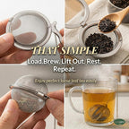 Calico Cat Tea Ball for Loose Leaf Tea, Cute Tea Infuser with 304 Stainless Fine Mesh Tea Ball Strainer & Drip Tray, Leak-Resistant Locking Fit, 6.1in Mug Chain, Gift Box, 1 Pack