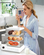 Zuhuachi 24L Electric Steamer, Three-Layer Food Steamer, Stainless Steel Steamer With Detachable Water Tank, 800w Large Capacity Breakfast Machine With Timer, Suitable For Families And Gatherings