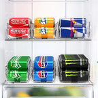 Simple Houseware Tall Skinny Can Organizer and Dispenser for Refrigerator or Pantry, Clear, Set of 2