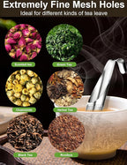 7 Pcs Reusable Stainless Steel Tea Infuser Set for Loose Tea(Complete Set） - 2 Pack Fine Mesh Tea Infuser with Tea Tray(Hook),Serving Tongs, Tea Spoon,Steel Wire Dishcloth,Cleaning Brush