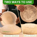 9 Inch Pulp Sourdough Banneton Bread Proofing Basket with 2 Liners, Round Pulp Banneton Bread Proofing Supplies, Reusable Sugarcane Fiber Cold Fermentation Basket Bowl for Homemade Baker Starter