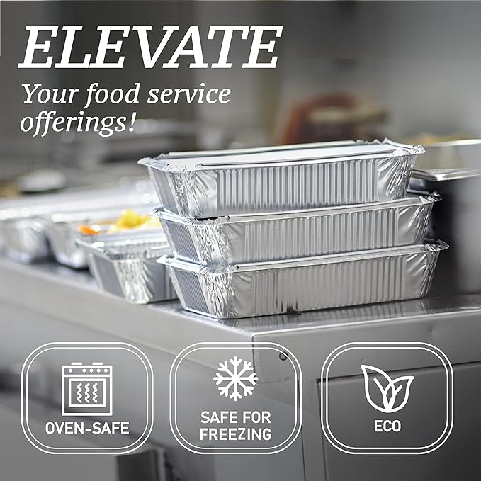 Spare Essentials 55 Pack - 2.25 LB To Go Aluminum Containers with Lids - Heat Proof Foil Tins for Meal Prep, Take Out, Freezer Meals