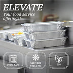Spare Essentials 55 Pack - 2.25 LB To Go Aluminum Containers with Lids - Heat Proof Foil Tins for Meal Prep, Take Out, Freezer Meals