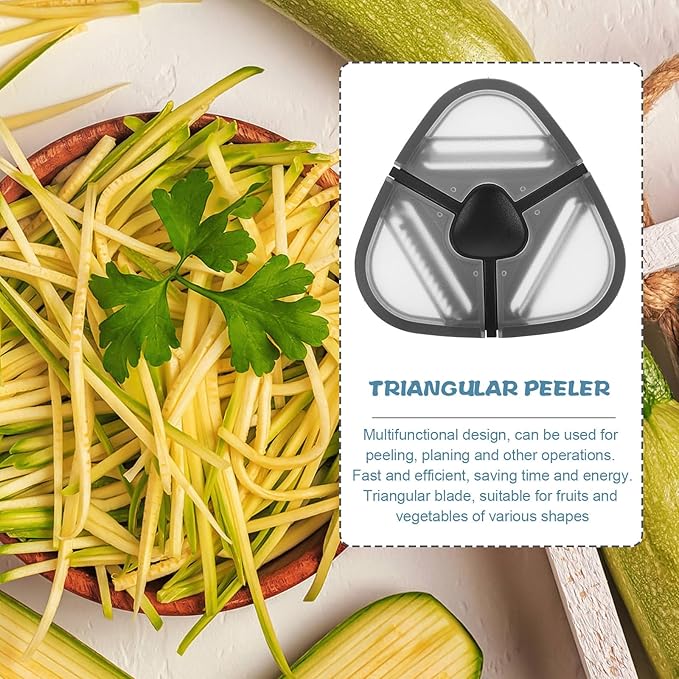 iplusmile Multipurpose Julienne Slicer and Vegetable Peeler with Stainless Steel Blades, Ergonomic Handle, Triangular Shape for Fruit, Carrot, Ginger, and Cheese Grating in Kitchen Cooking