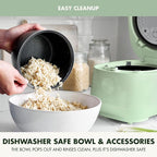 GreenPan Rice Cooker, 8 Cups Cooked (4 Uncooked), Low-Carb & Soup Mode,10 ONE-TOUCH Cooking Presets, PFAS-Free Ceramic Steamer Basket, Fuzzy Logic, Auto Keep Warm, Oats, 24HR Delay Timer, Mint Green