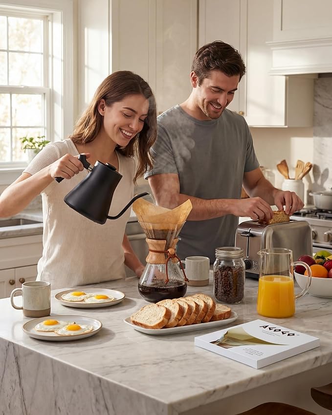 AGOGO Pour Over Coffee Maker Glass with 50pcs Paper Filters -for Home, Office, Camping, Cafes - Easy Clean Coffee Dripper Set (Soft Towel&Brush)(34oz Classic w/Paper Filters)