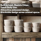 Artena Ramekins with Lids, Creme Brulee Ramekins Oven Safe, Ceramic Pudding Cups, Souffle Cups, Custard Cups, Dipping Sauce Cups, Food Storage Containers with Lids, Set of 4 (Damask Floral, 8 oz)