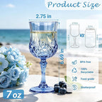 Plastic Wine Glasses, Plastic Goblets Vintage Style Cordial Unbreakable Drinking Glasses for Wedding Reception, Grand Event Party Supplies(48, Blue)