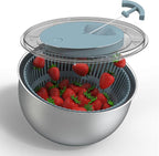COOK WITH COLOR Stainless Steel Salad Spinner - 5 Qt. Lettuce Washer And Vegetable Spinner Dryer for Easy Salad Prep - Non Slip Base with Pull Handle - Auto Stop Brake System, Stain and Odor Resistant