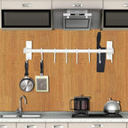 Dseap Pot Rack - Pots and Pans Hanging Rack Rail with 8 Hooks, Double Bars, Pot Hangers for Kitchen, Wall Mounted, White