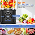 7-in-1 Professional Food Processor, 1000W Powerful Electric Vegetable Chopper, 14-Cup XL Bowl, Large Feed Chute, Cheese Shredding, Meat Chopping, Shredding and Slicing, Mixing and Doughing