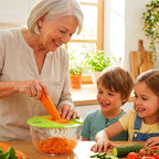5-in-1 Salad Spinner Large with Lid Vegetable Washer and Dryer Fruit Cleaner Vegetable Chopper & Slicer with 5 Blades, 5 Qt Lettuce Spinner Strainer Shredder Bowl Egg Yolk Separator for Easy Meal Prep
