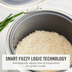 Martha Stewart Rice Cooker, 4 Cup (Uncooked) / 8 Cup (Cooked), Ceramic Non-Stick Removable Pot, Keep Warm, Measure Markings, Steam Basket, Brown & Sushi Rice, Quick Cook, Quinoa, Grains, Oats, Linen White