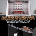 Stainless Steel Air Fryer Ceramic 12 in 1, Dual-Blazes in Steel Housing, 6QT 2-3 Servings Visible 8.27" Basket with Teflon-Free Premium Coating, 1700W, DAYBEST Dishwasher Safe Kits (Stainless Steel)