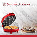 Holstein Housewares 12-Count Cake Pop Maker with Non-Stick Plates & Indicator Lights – Bakes 12 Sweet or Savory Pops Fast, Perfect for Birthday Treats & Holiday Party Snacks, Red