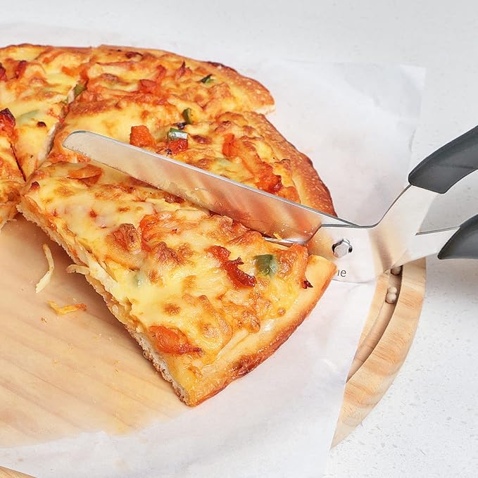 Asdirne Pizza Scissors, Pizza Cutter with Ultra Sharp Detachable Blade and Ergonomic Soft Grip, 10.3Inch, Black&Grey