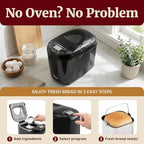 Elite Gourmet Programmable Bread Maker, 2 lb Loaf, 3 Sizes, 19 Presets incl. Gluten-Free, Dough & Jam, Delay Timer, Black
