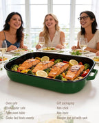Roasting Pan with Rack & Handles 6-Piece Large 14&17 Inch Roaster Dishes, 572°F High Temperature Resistance Oven Dishwasher Safe Non-Stick Deep Lasagna Baking Pan Mother Day Gift Enamel Bakeware