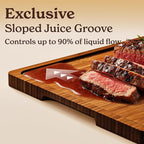 SMIRLY Wood Cutting Boards for Kitchen Wooden Chopping Board Set Reversible with Deep Juice Grooves Grip Handles, Large Charcuterie Tray, New Apartment Essentials, Carbonized Bamboo, 3Pcs with Holder