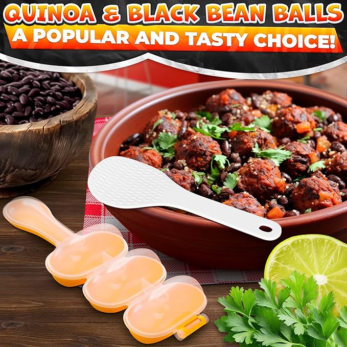 Rice Ball Mold Set – 2 Pack Easy Rice Ball Maker Mold, Sushi & Onigiri Maker with Paddle Spoon for Temari Sushi, Yaki-Onigiri, Omusubi – Three-Ball Molds for Bento, Snacks & Creative Meal Presentation