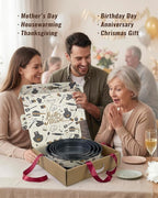 Round Baking Pan Enamel Roasting Dish 4-Pack 9/10/12/14 Inches Non Stick High Temperature Resistance Cookware for Cake Pie Pizza & Meat, Oven Dishwasher Safe Mother Day Gift Bakeware Set