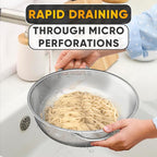 Stainless Steel Strainer Bowl With Handles - 5Qt Rice Washer Strainer Bowl for Grains, Beans, Spaghetti, Veggies, Fruits - Dishwasher Safe & Rust-Resistant Metal Strainers for Kitchen With Fine Holes