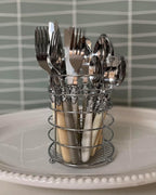 The Original Brink House Baroque Bone Mix & Match Stainless Steel Cutlery Set with Assorted Handles / 16 pieces with Metal Stand/Lifestyle utensils set for home, first apartment, dorm, fine dining