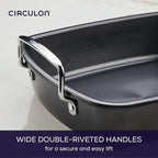 Circulon Ultra-Lasting Nonstick Roasting Pan with Rack, Roaster Pan with Easy Serve Rack, 17-Inch x 13-Inch, Black