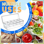 2 Pack Large Ice Chilled Condiment Caddy，Chilled Condiment Containers Server with Lids for 5 Removable Compartments，Serving Platters, Fruit & Garnish Tray for Party Supplies & Bar（2 Pack）