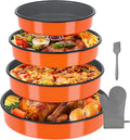 Round Enamel Roasting Pan Set Bakeware 4 Pack Cake Pizza Baking Dish 9/10/12/14 Inch Non-Stick Heat Resistance Chicken Roaster Oven Dishwasher Safe, Birthday Mother Day Gift Cookware