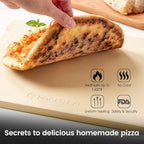 Pizza Stone 15x12 Inch Rectangular, Cordierite Baking Stone for Oven Grill BBQ, Crack Resistant with 4 Built-in Handles for Crispy Crust Bread Cookies