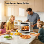 Kismile 25QT Air Fryer Toaster Oven Combo, 12-in-1 Countertop Convection Airfryer Oven, Adjustable 70–450℉ Temperature, Bake, Reheat & Broil, Fits 12″ Pizza, Complete Accessories Included, Silver