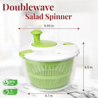 DoubleWave Salad Spinner | Spin & Dry Fruits, Vegetables & Greens Fast | Lettuce Washer with Dual Drain Holes | BPA-Free, Easy to Clean | 5.3 Quart Large Capacity