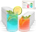 Hobnail Drinking Glasses Set of 12,12 oz Highball Glasses & 10 oz Cocktail Glasses,Clear Embossed Glass Cups,Kitchen Water Glass Cup,Bar Tumbler Glassware Set for Whiskey, Beer, Cocktail, Juice, Milk
