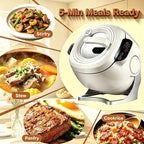 Hands-Free Auto Stir Fry Machine – 2000W Electric Wok with 360° Surround Heating, 3-Level Tiltable Pot, Smart Start & Multiple Cooking Modes for Stir-Fry, Rice, Soup, Braise