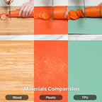 TPU Cutting Board Set of 2 9"x12" - Flexible Cutting Mats for Kitchen Knife Friendly, Cutting Mat Non-Slip Chopping Board Double Sided Scratch Resistant Food Grade Mint Gray