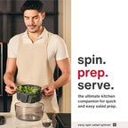 Zyliss Easy Spin Salad Spinner - Fruit & Veggie Dryer - Produce Spinner & Cleaner for Salad Prep - Dishwasher-Safe Kitchen Essential - Non-Slip Bowl with Pull Handle - Grey Easy Spin Small