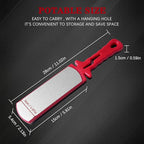 Diamond Sharpening Stone,400/1000 Grit Handheld Double-Sided Diamond Sharpener 5 in 1 Honeycomb Surface Knife Sharpener Plate Whetstone with Ceramic & Tungsten Steel Scissor Slot,Red