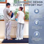 4/5 Inch Thick Kitchen Mat Anti Fatigue Mat Kitchen Rugs Kitchen Decor Non-Slip, Stain & Water Resistant, Kitchen Mats Desk Mat for Kitchen, Office, Workshop, Blue, 17'' x 60''