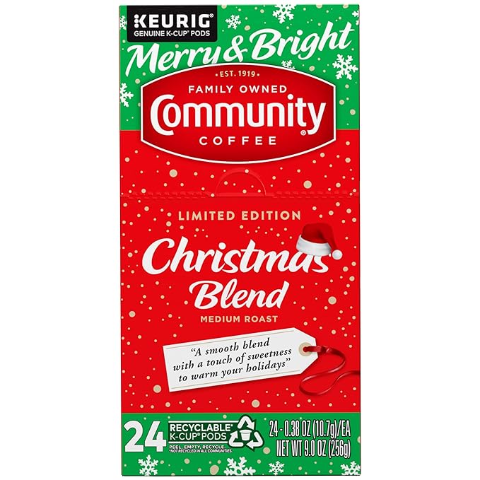 Community Coffee Christmas Blend, Medium Roast 96 Count Coffee Pods, Compatible with Keurig K-Cup Brewers, 24 Count (Pack of 4)