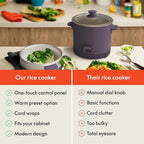 bella 16 Cup Rice Cooker with Steamer, Dishwasher Safe Steaming Basket, Rice Paddle and Measuring Cup, Removable Nonstick Cooking Bowl, Automatic Keep Warm Function, 400 Watt, Plum