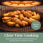COOK WITH COLOR Colorful 1200W 4Qt Air Fryer: Glass Basket, Dishwasher Safe, 60min Timer, 6 Presets, Temp Control 175F-400F, 4 QT, Dark Sage