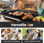 Nightcore 27" Large Electric Griddle, Teppanyaki Grill w/Adjustable Thermostat, Insulated Handles, Drip Tray & Nonstick Surface, Pancake Griddle, Indoor Outdoor Tabletop BBQ Grill for Party Camping