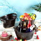 meekoo 6 Pcs Plastic Ice Buckets Bulk with Handles 4.5L Oval Storage Tub Large Capacity Ice Drink Bucket for Party Bar Wine Beer Champagne Beverage Bottle Cooler (4.5 L,Black)
